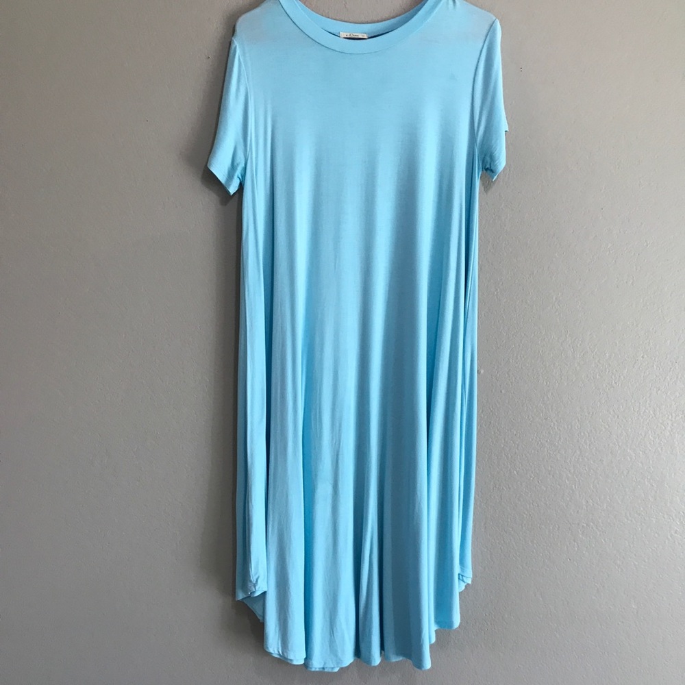 Blue scoop neck slouch dress